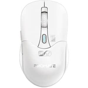 Mouse Wireless PROMATE Samo, Dual Mode, 1600 dpi, Bluetooth, alb