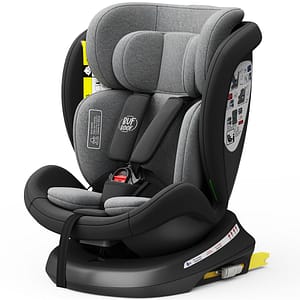 Scaun auto BUF BOOF TWT Plua rotativ 360 grade ISIZETWTBL, Isofix, 0-36 kg, R129, gri-negru