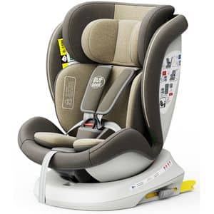 Scaun auto BUF BOOF TWT Plus rotativ 360 grade ISIZETWTLB, Isofix, 0-36 kg, R129, kaki-alb