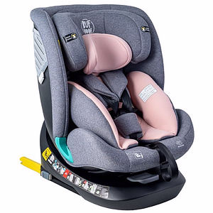 Scaun auto BUF BOOF Deluxe i-Size rotativ 360 grade SAPHIRPINK, Isofix, 0-36 kg, roz-gri