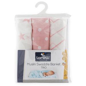 Set 3 scutece muselina LORELLI 10340101901, 80x80 cm, roz-alb
