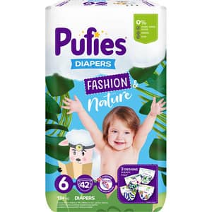 Scutece PUFIES Fashion&Nature Extra Large nr 6, Unisex, 13 kg+, 42 buc