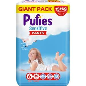 Scutece chilotel PUFIES Sensitive XL nr 6, 15 kg+, 60 buc