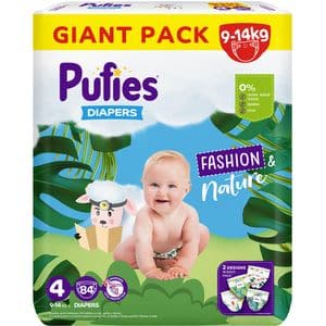 Scutece PUFIES Fashion&Nature Maxi nr 4, 9-14 kg, 84 buc