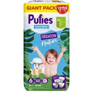 Scutece PUFIES Fashion&Nature XL nr 6, 13 kg+, 62 buc