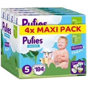 Scutece PUFIES Fashion&Nature Junior nr 5, Unisex, 11-16 kg, 184 buc