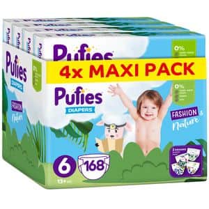 Scutece PUFIES Fashion&Nature Extra Large nr 6, Unisex, 13 kg+, 168 buc