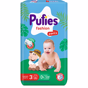 Scutece chilotel PUFIES Fashion Maxi nr 3, Unisex, 6-11kg, 50 buc