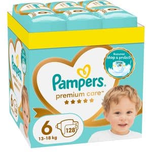 Scutece PAMPERS Premium Care XXL Box nr 6, Unisex, 13-18 kg, 128 buc
