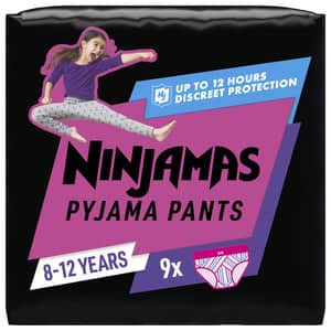 Scutece chilotel de noapte PAMPERS Ninjamas Jumbo Pack, Fata, 27-43 kg, 9 buc