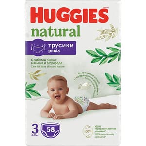 Scutece chilotel HUGGIES Pants Natural nr 3, Unisex, 6-10 kg, 58 buc