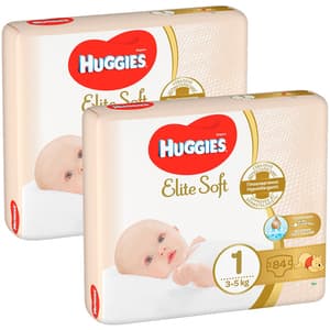 Scutece HUGGIES Elite Soft Mega nr 1, Unisex, 3-5 kg, 168 buc