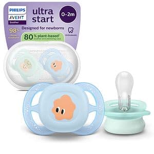 Suzeta PHILIPS AVENT Ultra Start SCF075/14, 0-2 luni, 2 buc, bleu-verde