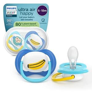 Suzeta PHILIPS AVENT Pacifier Ultra Air SCF080/26, 6 luni+, 2 buc, albastru-galben