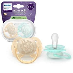 Suzeta PHILIPS AVENT Pacifier Ultra Soft SCF091/41, 0-6 luni, 2 buc, multicolor