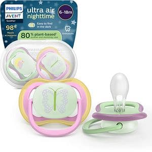 Suzeta PHILIPS AVENT Ultra Air pentru noapte SCF376/29, 6 luni+, 2 buc, multicolor