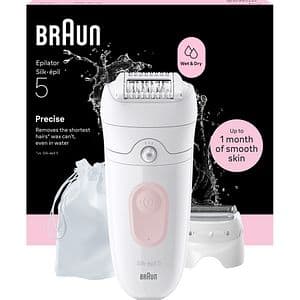 Epilator BRAUN Silk-epil 5 SE5-041, 28 pensete, 2 viteze, 4 accesorii, Wet&Dry, acumulator, alb
