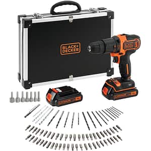 Masina de gaurit si insurubat (bormasina) BLACK & DECKER BDCHD18BAFC-QW, 18V, 1.5Ah, 1400rpm, 40Nm, mandrina rapida, 80 accesorii