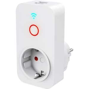 Priza inteligenta HAMA 00176612, 2 x USB-A, Wi-Fi, 2300W, 10A, alb