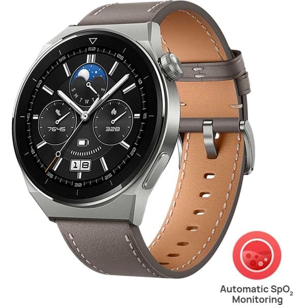 Smartwatch HUAWEI Watch GT 3 Pro Titanium 46mm, Android/iOS, Gray Leather Strap