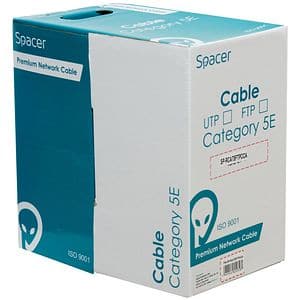 Cablu de retea FTP CAT5e SPACER SP-RCAT5FTPCCA, 305m, alb