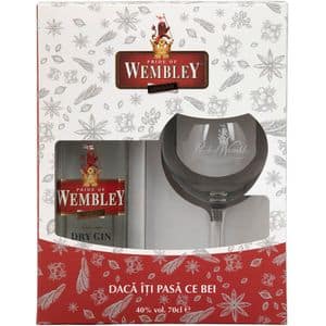 Set Gin Wembley London Dry Gin, 0.7L + 1 pahar
