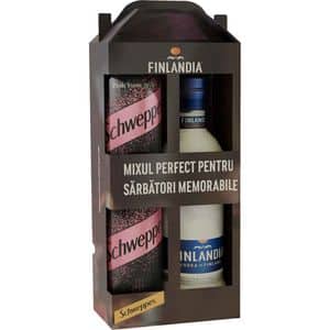 Set Vodka Finlandia, 0.7L + 2 doze Schweppes Pink