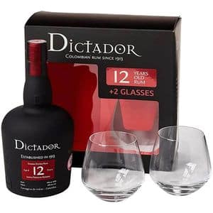 Set Rom Dictador 12YO, 0,7L + 2 pahare