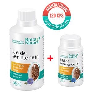 Supliment alimentar Pachet Ulei de Seminte de In, 120 capsule, ROTTA NATURA