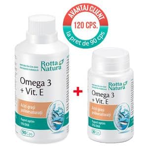 Supliment alimentar Pachet Omega 3 + Vitamina E, 120 capsule, ROTTA NATURA