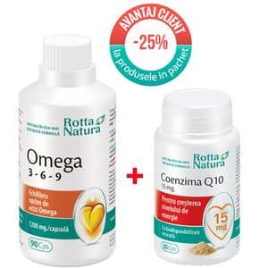 Supliment alimentar Pachet Omega 3-6-9 + Coenzima Q10 15mg, 120 capsule, ROTTA NATURA