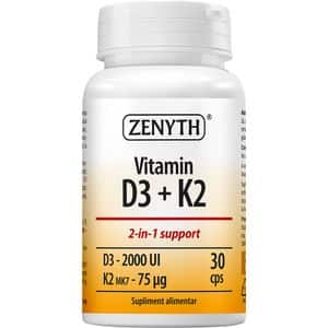 Supliment Vitamin D3-2000 UI + K2-75 MCG, 30 capsule, ZENYTH