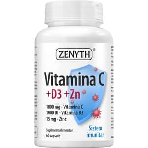 Supliment Vitamina C + D3 + Zn, 60 capsule, ZENYTH