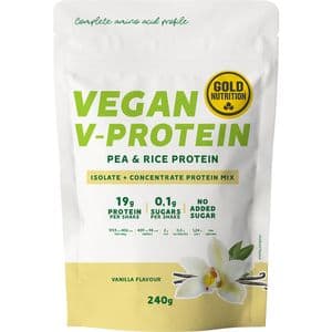 Pudra proteica vegetala V-Protein, vanilie, 240 g, GOLDNUTRITION