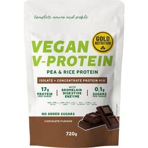 Pudra proteica vegetala V-Protein, ciocolata, 720 g, GOLDNUTRITION