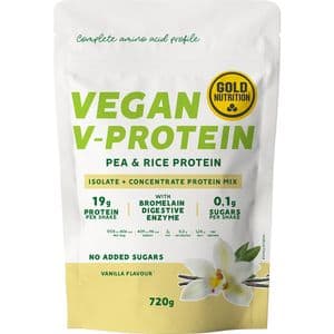 Pudra proteica vegetala V-Protein, vanilie, 720 g, GOLDNUTRITION