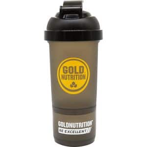 Shaker cu capac GoldNutrition, 600 ml, polipropilena, negru