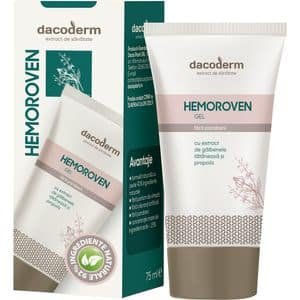 Gel Hemoroven Dacoderm cu extract de galbenele si propolis, 75 ml, DACIA PLANT