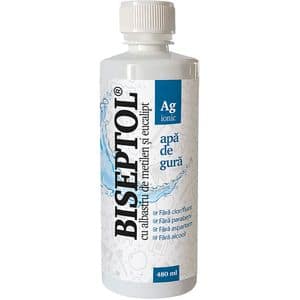 Supliment alimentar Biseptol Apa de gura cu Argint Ionic, 480 ml, DACIA PLANT