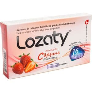 Supliment alimentar LOZATY capsune fara zahar, 16 tablete, SPRINT PHARMA