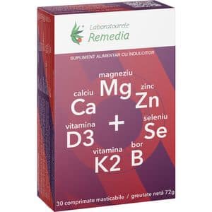 Supliment Ca+Mg+Zn+Vitamina D3+Seleniu, 30 comprimate, LABORATOARELE REMEDIA