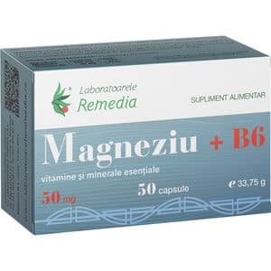 Supliment alimentar Magneziu + B6 50 mg, 50 capsule, LABORATOARELE REMEDIA