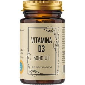Supliment alimentar Vitamina D3 5000UI, 100 capsule moi, LABORATOARELE REMEDIA
