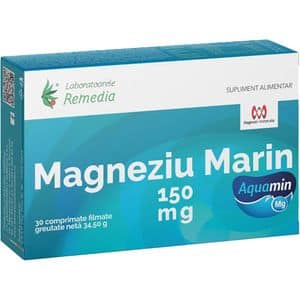 Supliment alimentar Magneziu Marin 150 mg, 30 comprimate filmate, LABORATOARELE REMEDIA