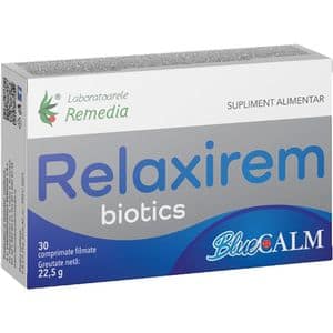 Supliment alimentar Relaxirem Biotics Bluecalm, 30 comprimate filmate, LABORATOARELE REMEDIA