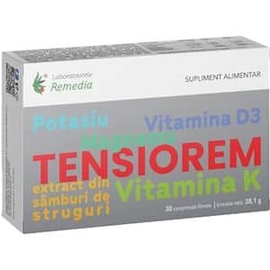 Supliment alimentar Tensiorem, 30 comprimate, LABORATOARELE REMEDIA