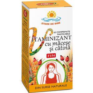 Supliment Vitaminizant cu Macese si Catina, 63 comprimate masticabile, FARES