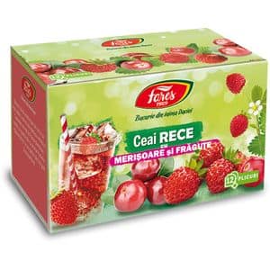Ceai FARES rece cu Merisoare si Fragute, 12 plicuri