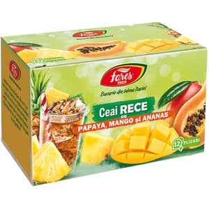 Ceai FARES rece cu Papaya, Mango si Ananas, 12 plicuri
