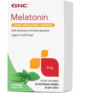 Supliment alimentar Melatonina 5 mg, aroma de menta, 60 tablete, GNC